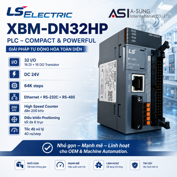 LS XBM-DN32HP – PLC nhỏ gọn, tích hợp nhiều chức năng cho giải pháp tự động hóa